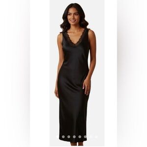 Nicole Miller Black Lace-Trim Maxi Dress